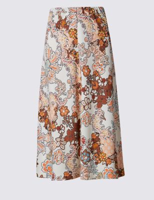 Cr&ecirc;pe Floral A-Line Skirt